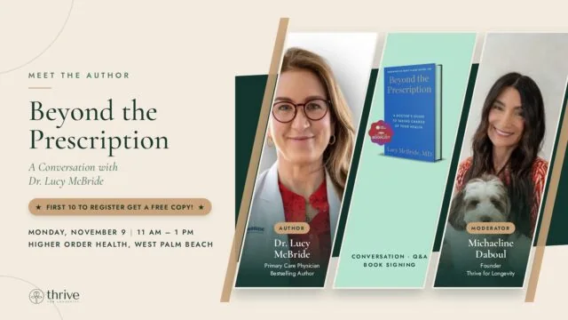 Author Dr. Lucy McBride and moderator Michacline Daboul discuss health and longevity.