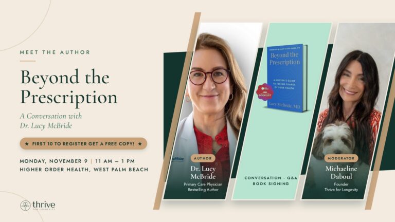 Author Dr. Lucy McBride and moderator Michacline Daboul discuss health and longevity.
